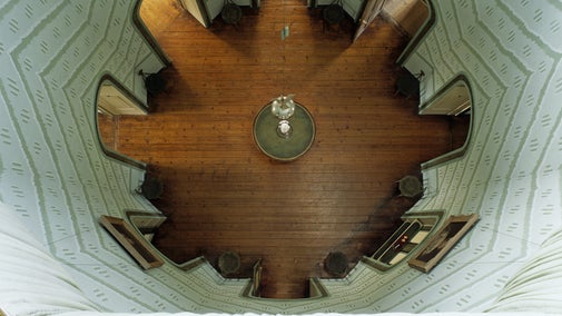 A view of the Octagon at A la Ronde, Devon, from the Shell Gallery.